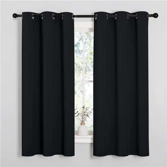 Halloween Pitch Black Solid Thermal Insulated Grommet Blackout Curtains/Drapes - Picture 2 of 6